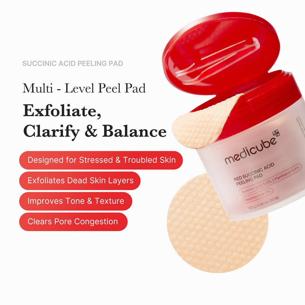 Red Succinic Acid Panthenol Pads - Let self-love take shape.