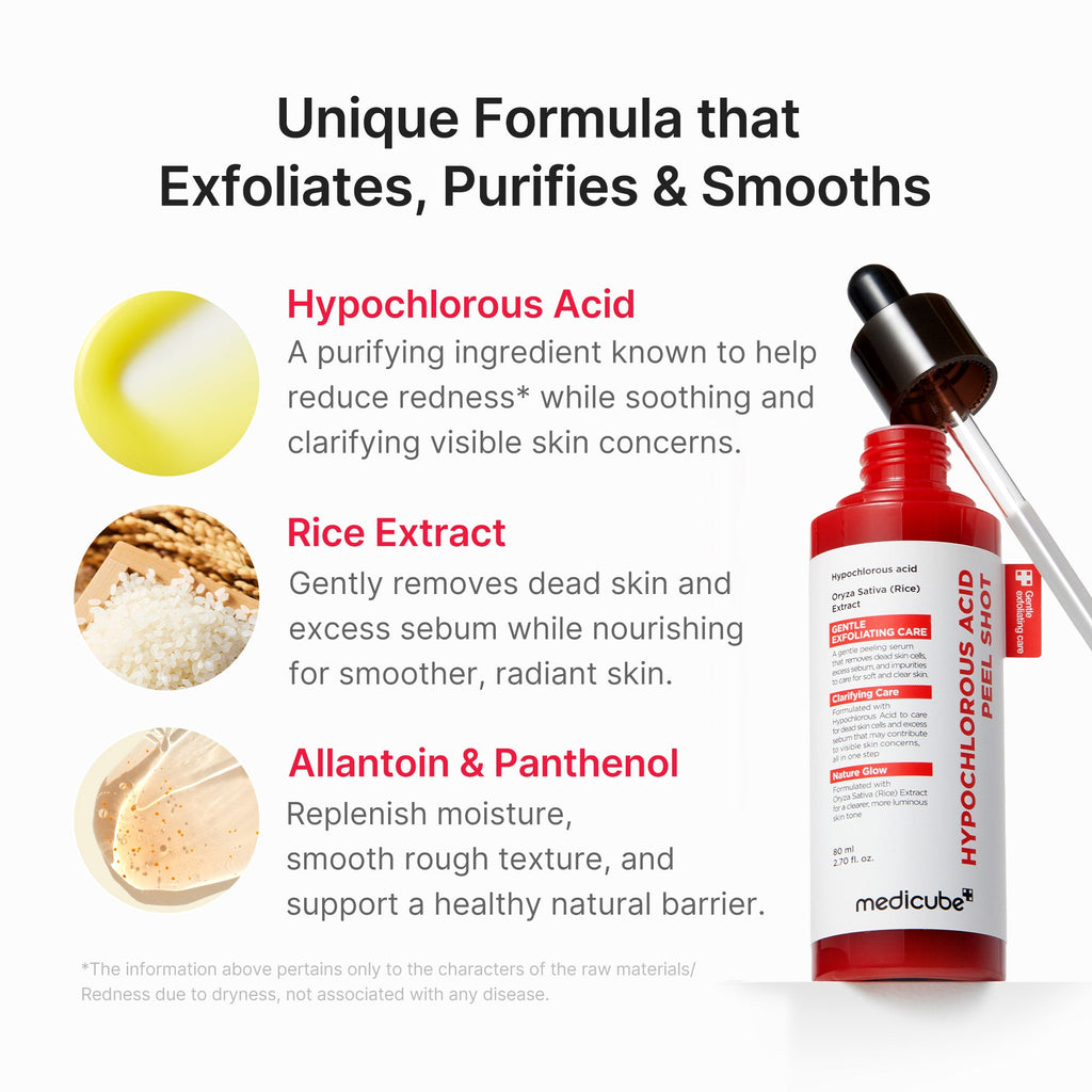 Hypochlorous Acid Rice Peel Shot - A routine with personality.
