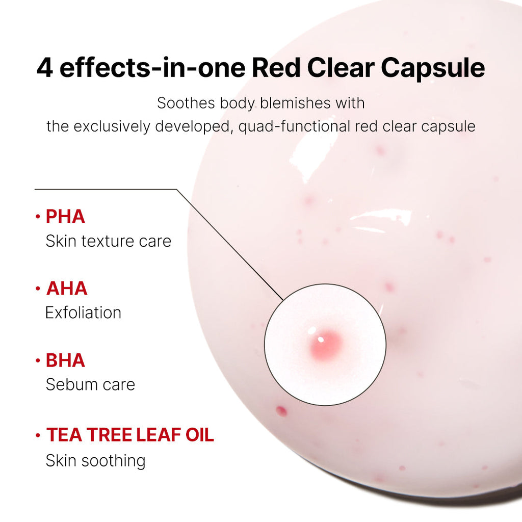 Red Clear Capsule Body Lotion - Make space beyond the scroll.