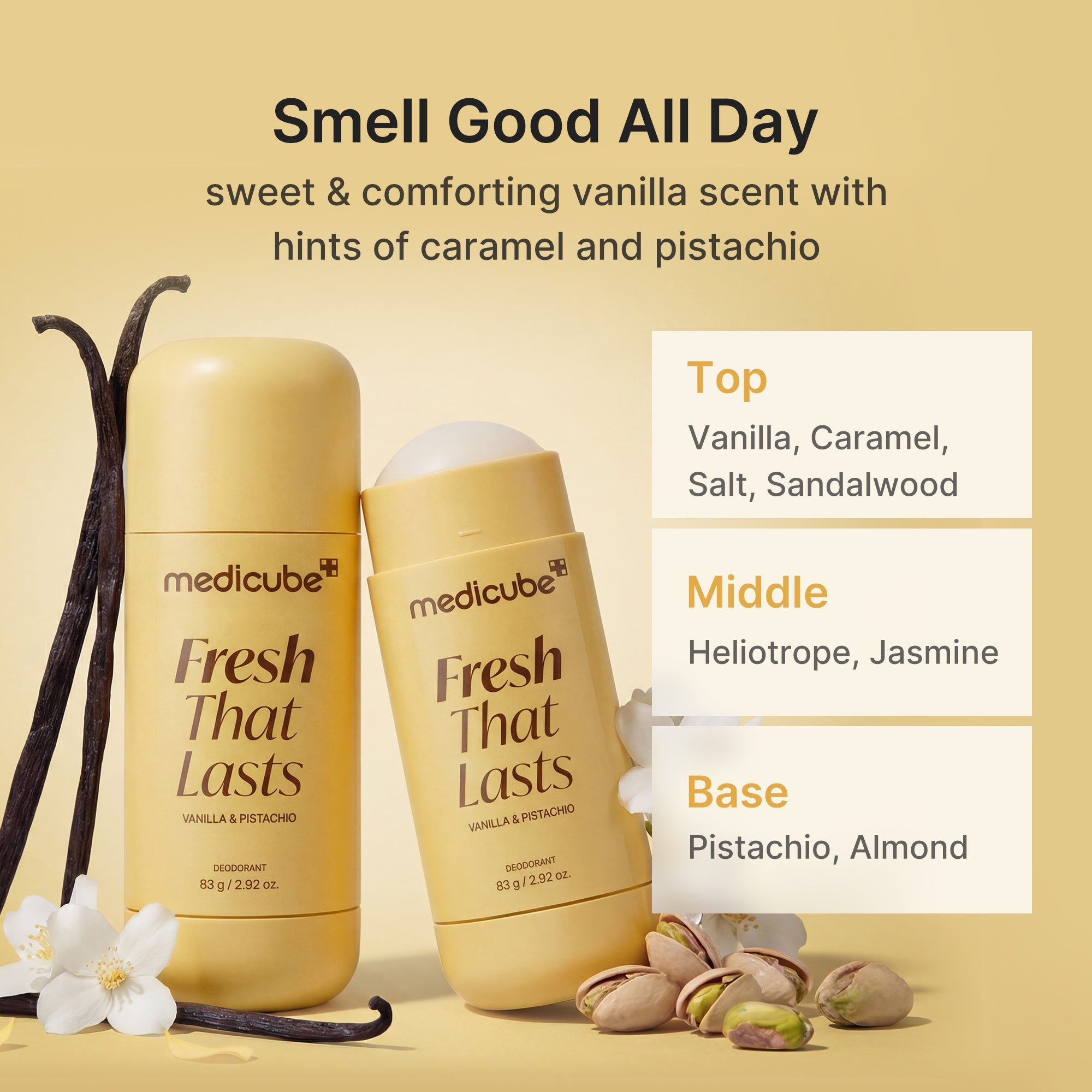 Kojic Acid Brightening Deodorant (Vanilla & Pistachio) - Let Medicube join your story.