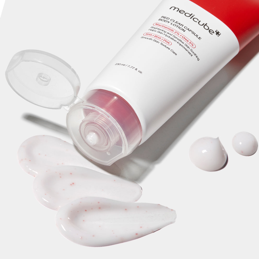 Red Clear Capsule Body Lotion - Make space beyond the scroll.