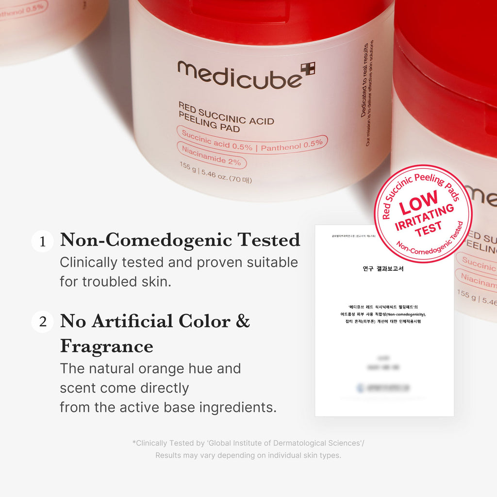 Red Succinic Acid Panthenol Pads - Let self-love take shape.
