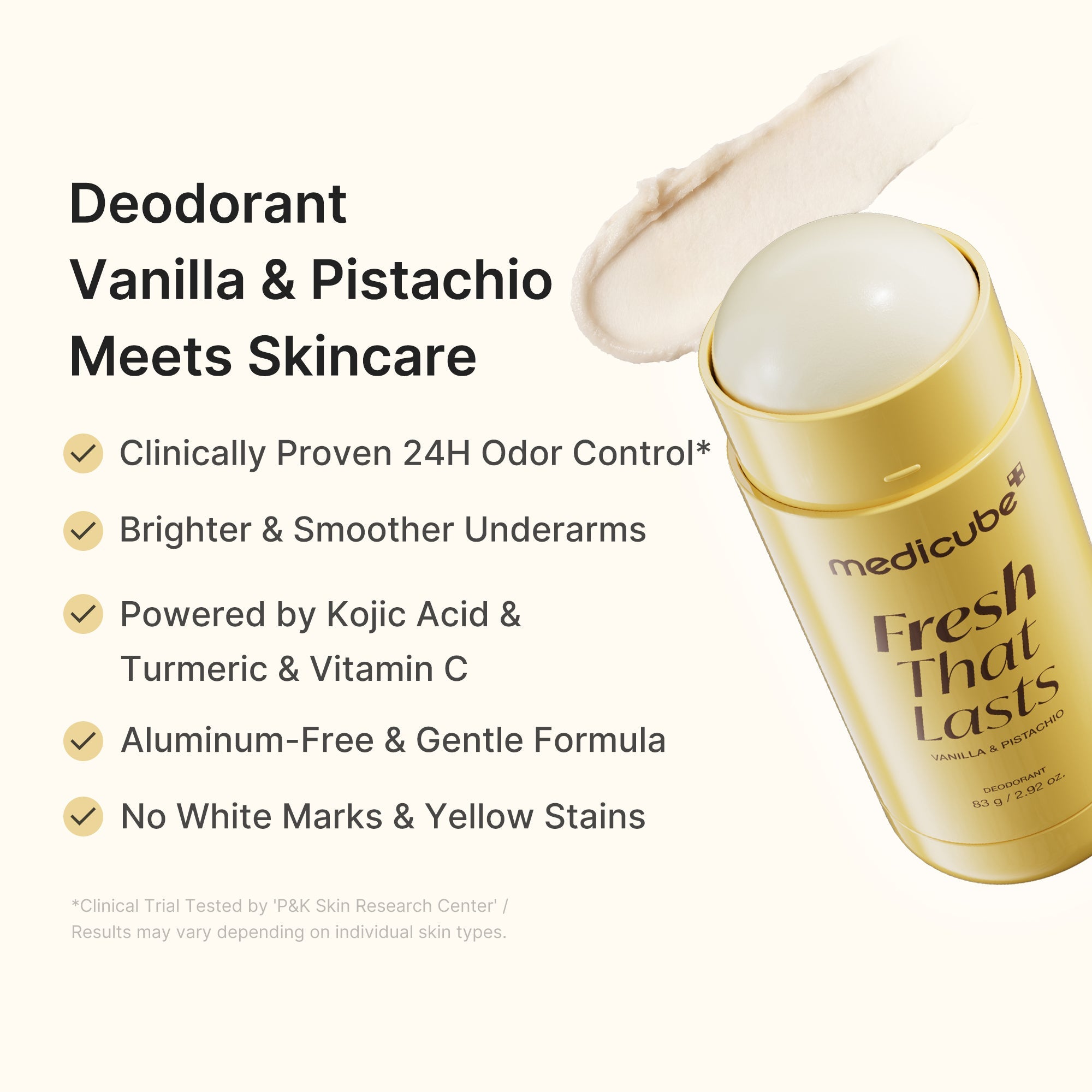 Kojic Acid Brightening Deodorant (Vanilla & Pistachio) - Let Medicube join your story.
