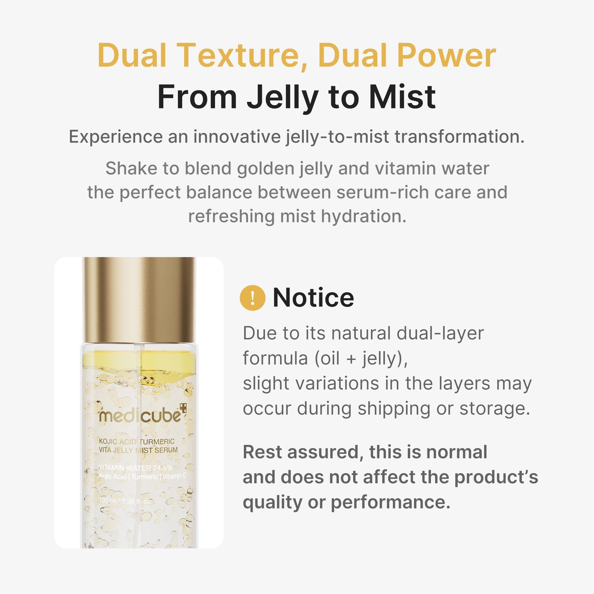Kojic Acid Turmeric Vitamin Gold Jelly Mist Serum - Beauty time is your time.
